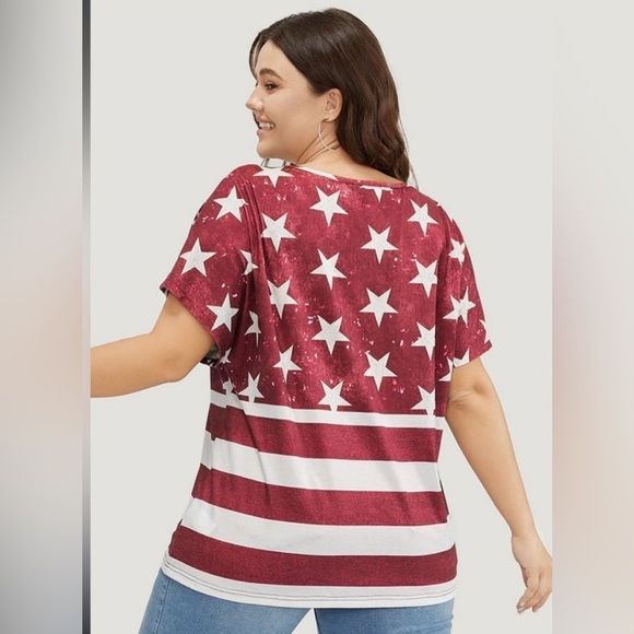 NWT!Women's Red & White Star Print Top Size 14-16 or 1X - Picture 3 of 5